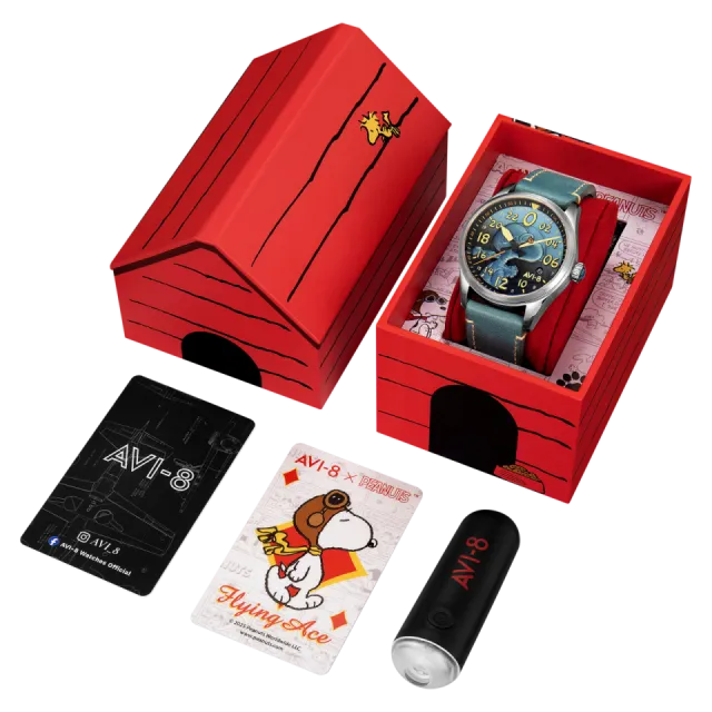 AVI-8 Spitfire Peanuts Snoopy Flying Ace 24 Hour Automatic Azure Blue AV415003 Görsel 10