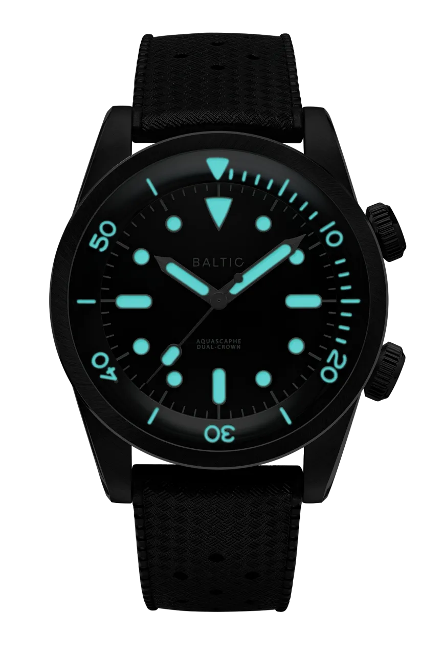 Baltic Aquascaphe Dual-Crown PVD Black Otomatik 39mm detay görseli 3