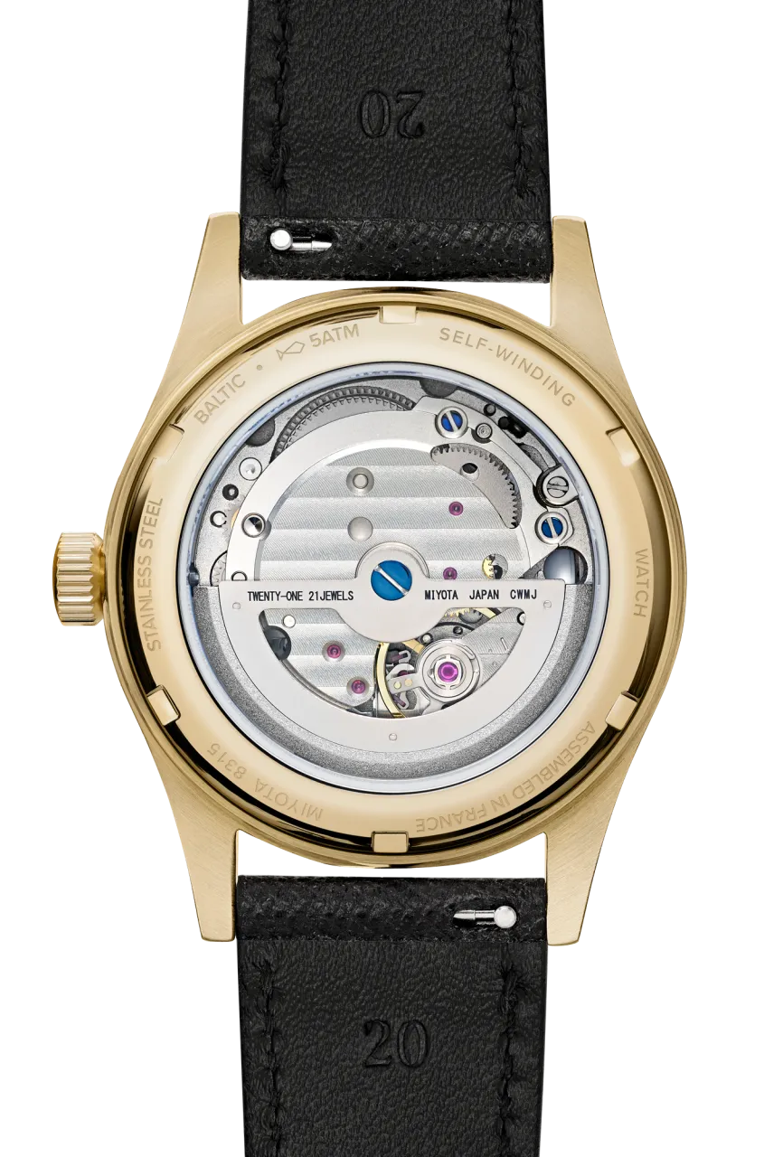 Baltic HMS 002 Gold PVD Black Otomatik detay görseli 3