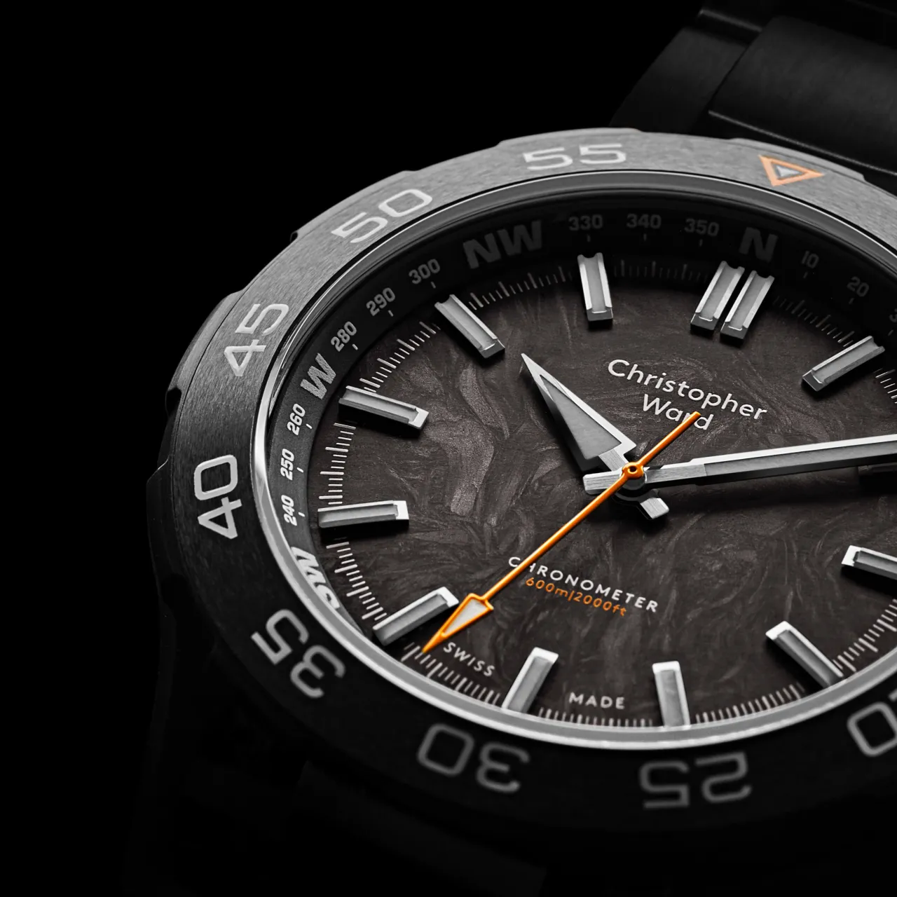 Christopher Ward C60 Lympstone Otomatik Carbon Black C6042A3H1SGKK0BG detay görseli 3