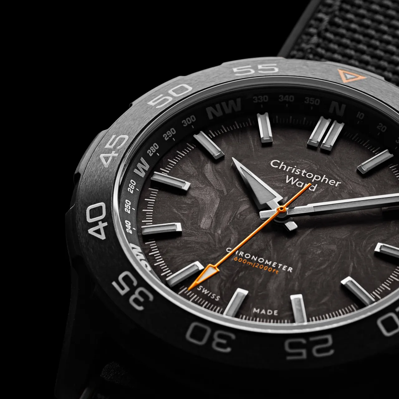 Christopher Ward C60 Lympstone Otomatik Carbon Black C6042A3H1SGKK0HK detay görseli 3