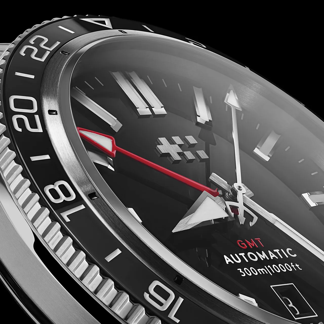 Christopher Ward C60 Trident GMT 300 Otomatik Siyah C6044AGM31S0KK0 detay görseli 3