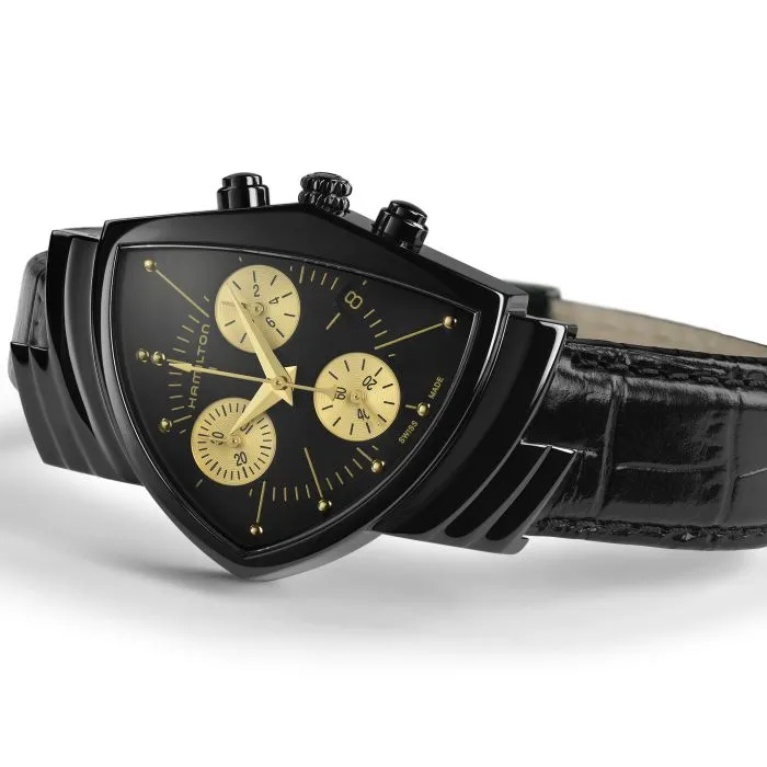 Hamilton Ventura L Chrono Quartz Siyah H24402730 detay görseli 2