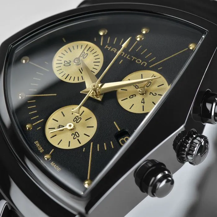 Hamilton Ventura L Chrono Quartz Siyah H24402730 detay görseli 3