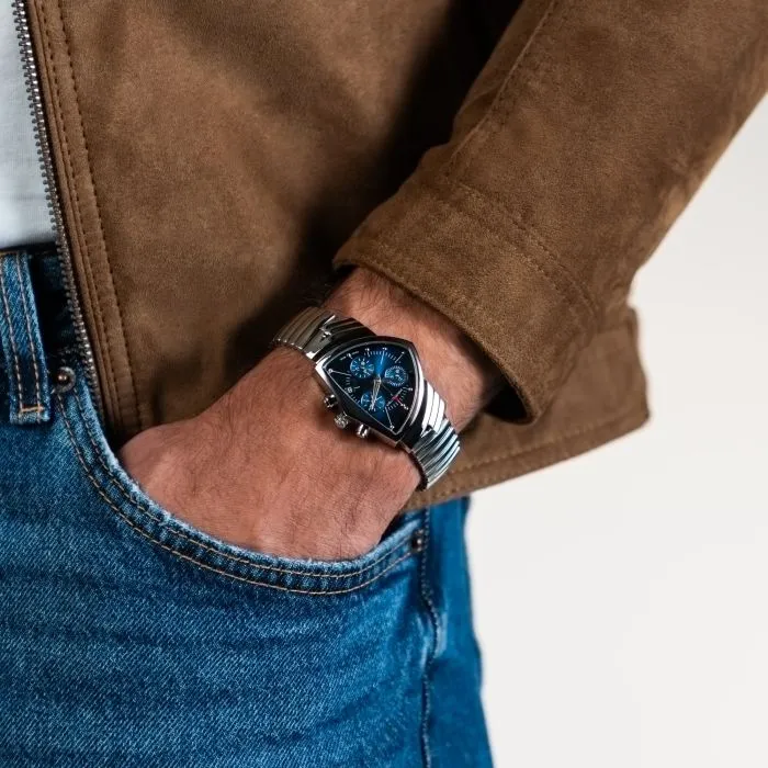 Hamilton Ventura Chrono Quartz Mavi H24432141 detay görseli 3