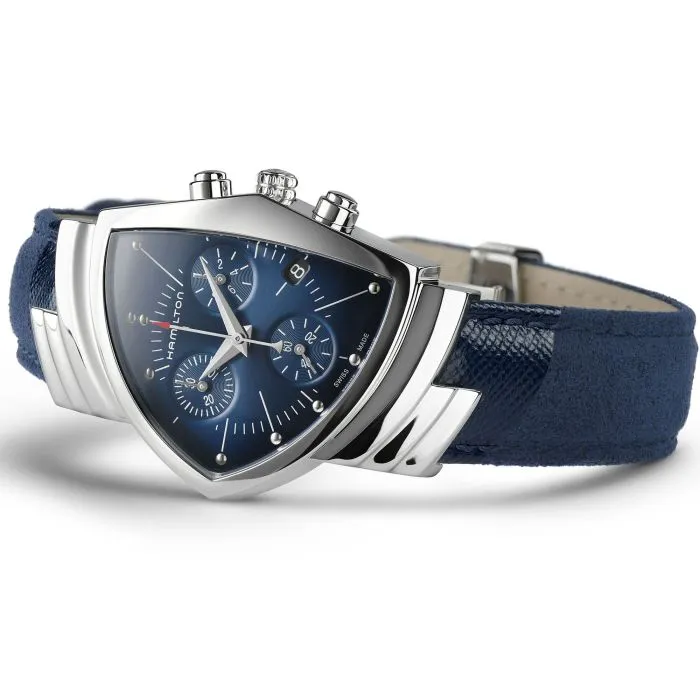 Hamilton Ventura Chrono Quartz Mavi H24432941 detay görseli 2