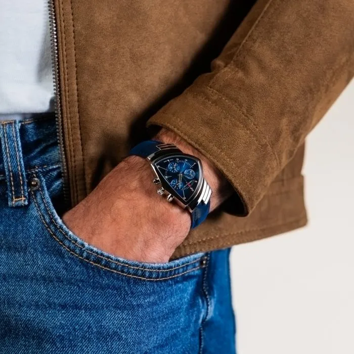 Hamilton Ventura Chrono Quartz Mavi H24432941 detay görseli 4