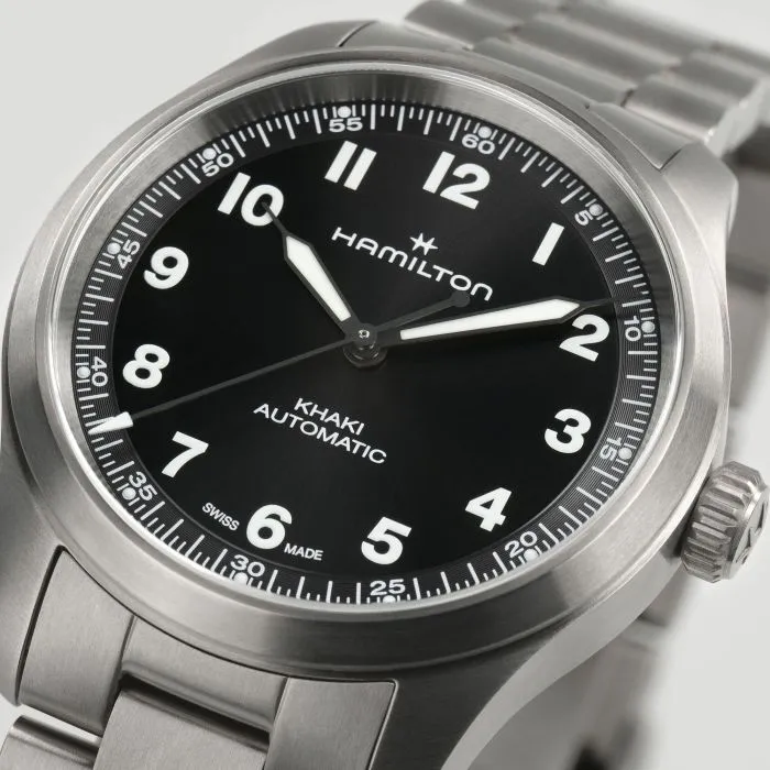 Hamilton Khaki Field Titanium Otomatik Siyah H70235130 detay görseli 3