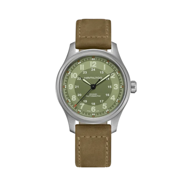 Beğenmek için çift tıkla Hamilton Khaki Field Titanium Auto Yeşil H70545560 Görsel 1
