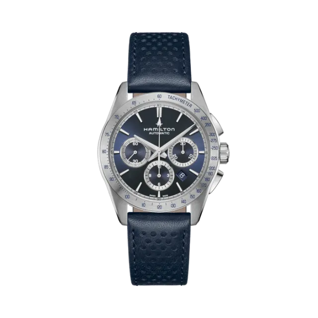 Beğenmek için çift tıkla Hamilton Jazzmaster Performer Auto Chrono Otomatik Mavi H36616640 Görsel 1