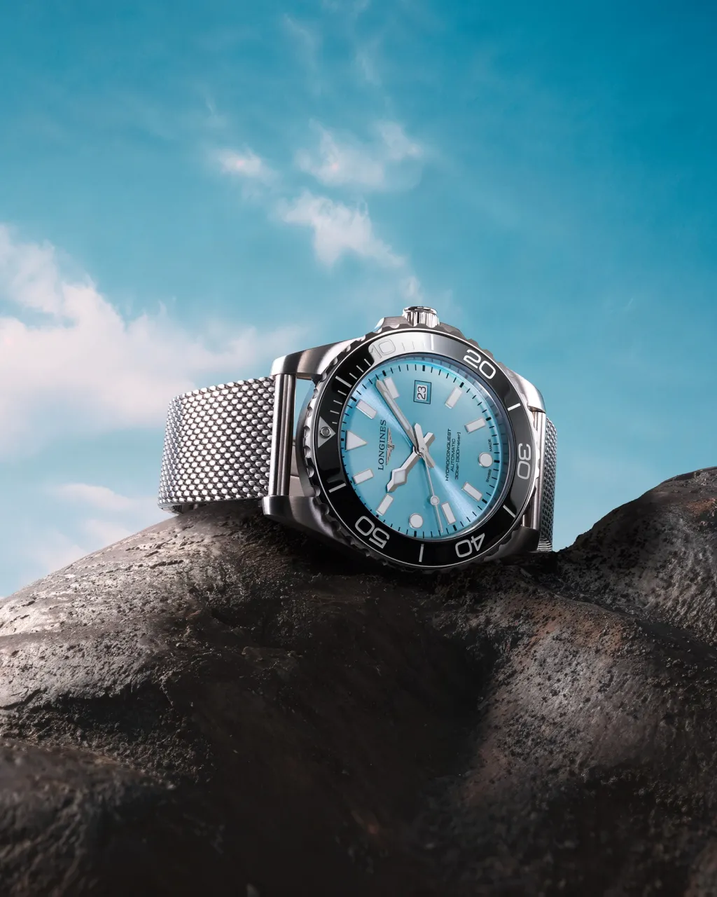 Longines Hydroconquest Otomatik Buzlu Mavi Güneş Işığı Desenli