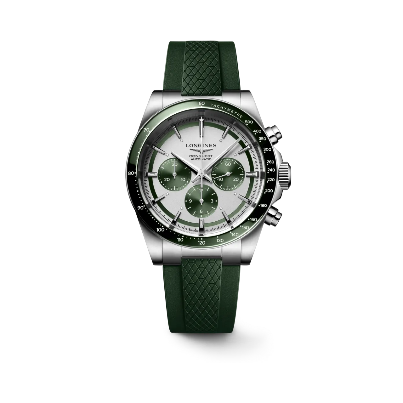 Longines Conquest Chronograph Otomatik Yeşil İbreli Mat Gümüş L38354029