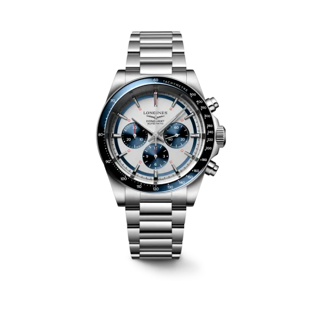 Beğenmek için çift tıkla Longines Conquest Chronograph Silver Matt With Blue Counters L38354986 Görsel 1