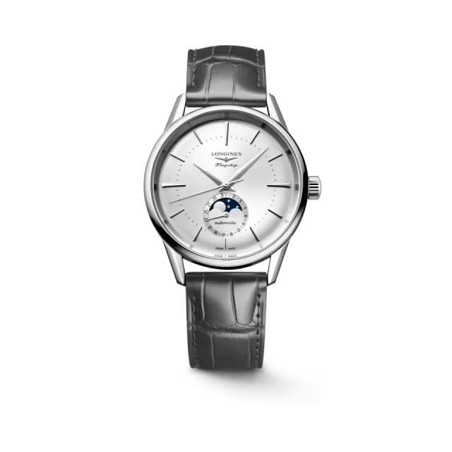 Beğenmek için çift tıkla Longines Flagship Heritage Moonphase Otomatik Gümüş L48154722 Görsel 1