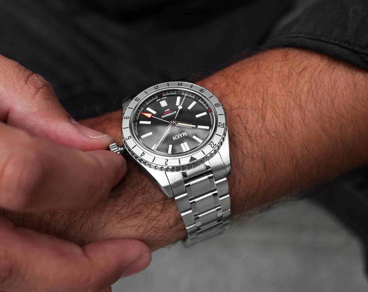 Maen Hudson 38 GMT Otomatik Jet Black M132 detay görseli 3