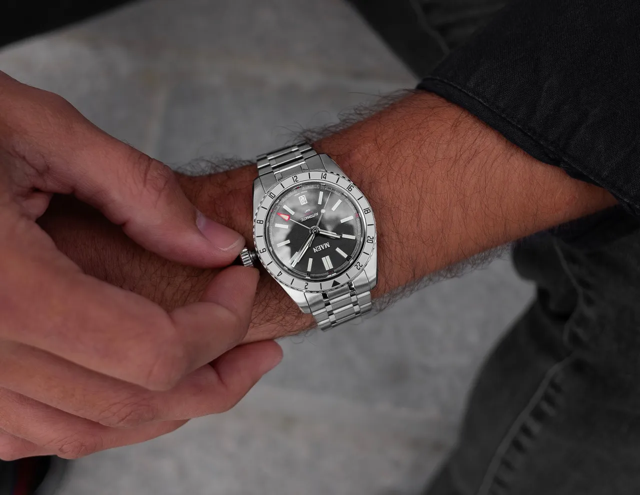 Maen Hudson 38 GMT Otomatik Jet Black M132 detay görseli 4