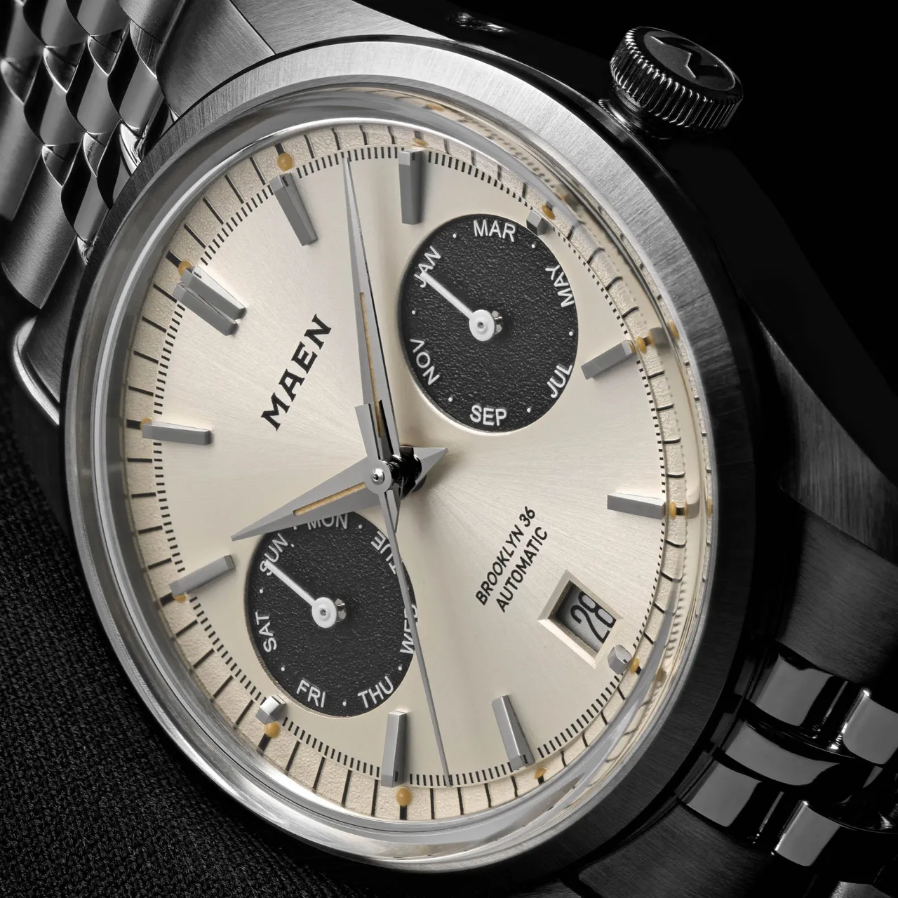 Maen Brooklyn 36 Triple Calendar Cream White M512 detay görseli 4