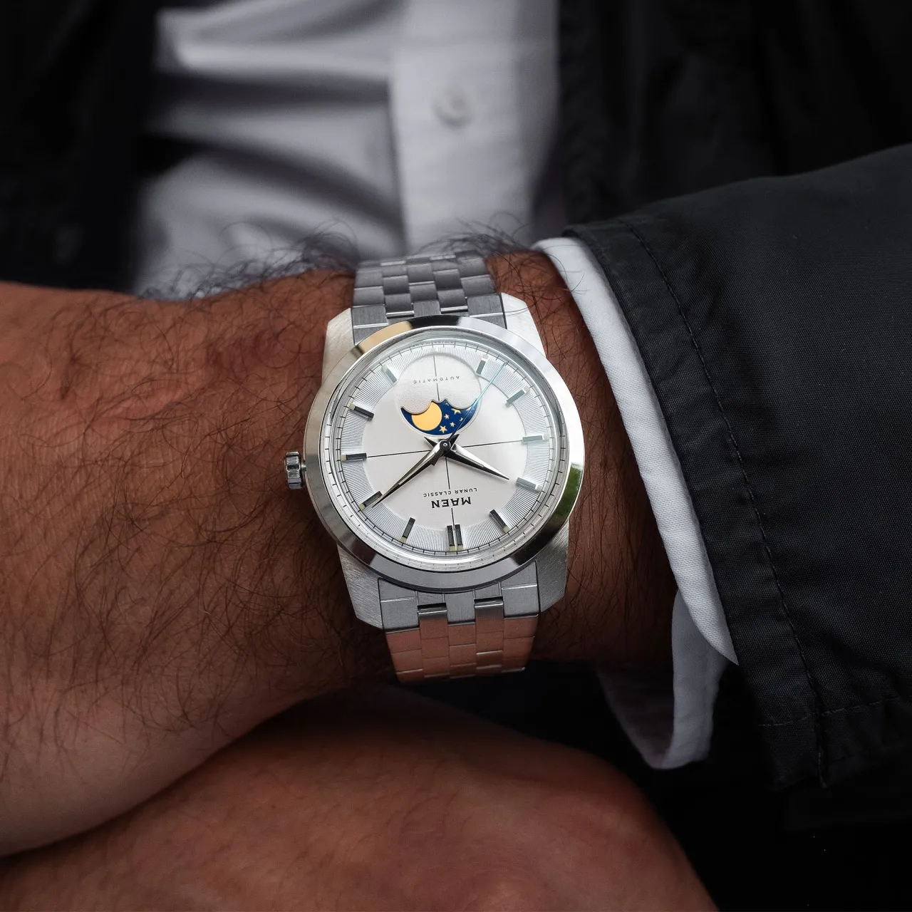 Maen Lunar Classic Otomatik Cream White M7111 detay görseli 3