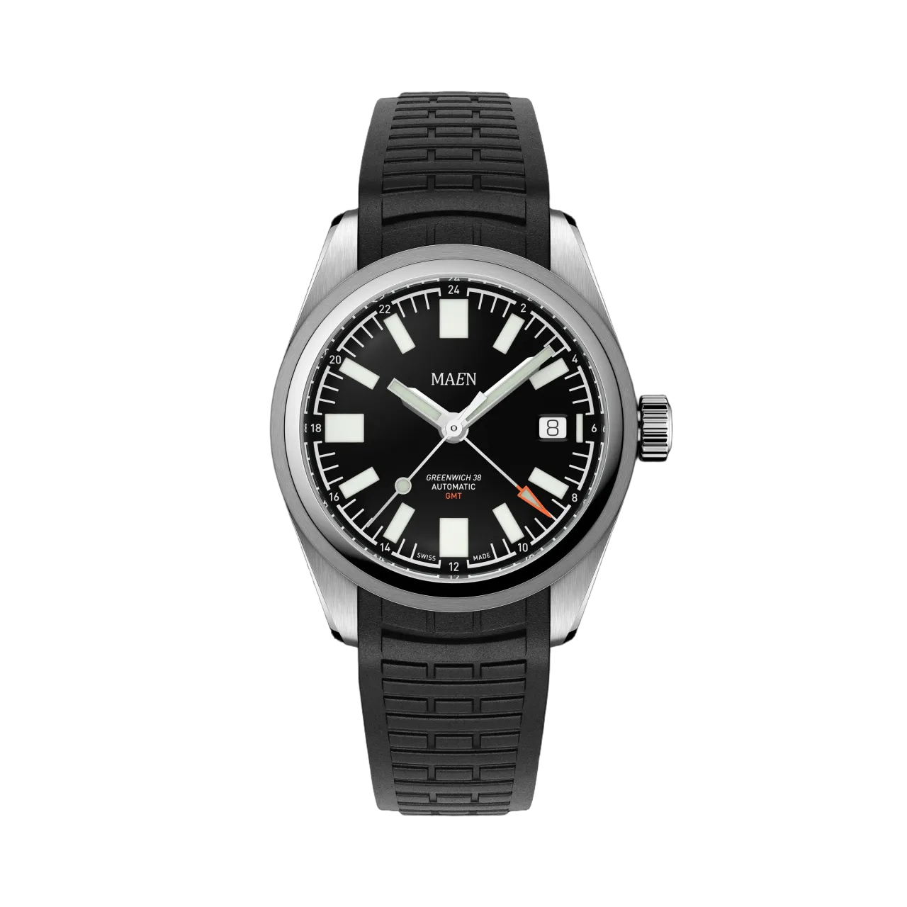 Maen Greenwich 38 GMT Black Enamel MGG01