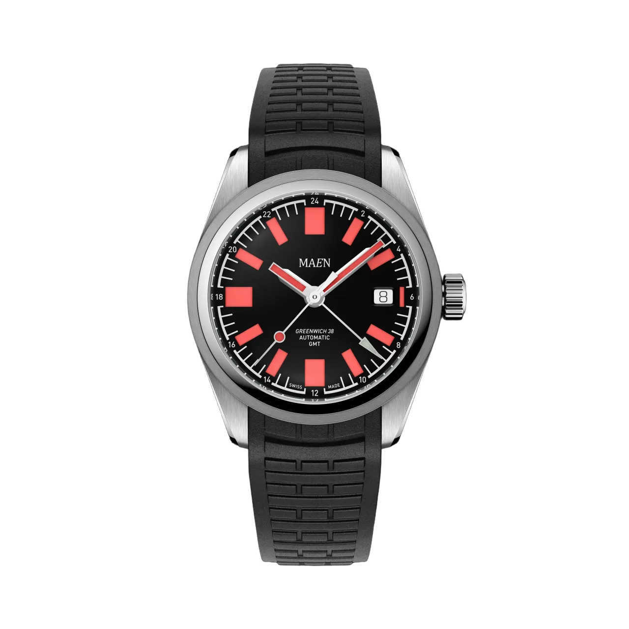 Maen Greenwich 38 GMT Black Enamel MGG03