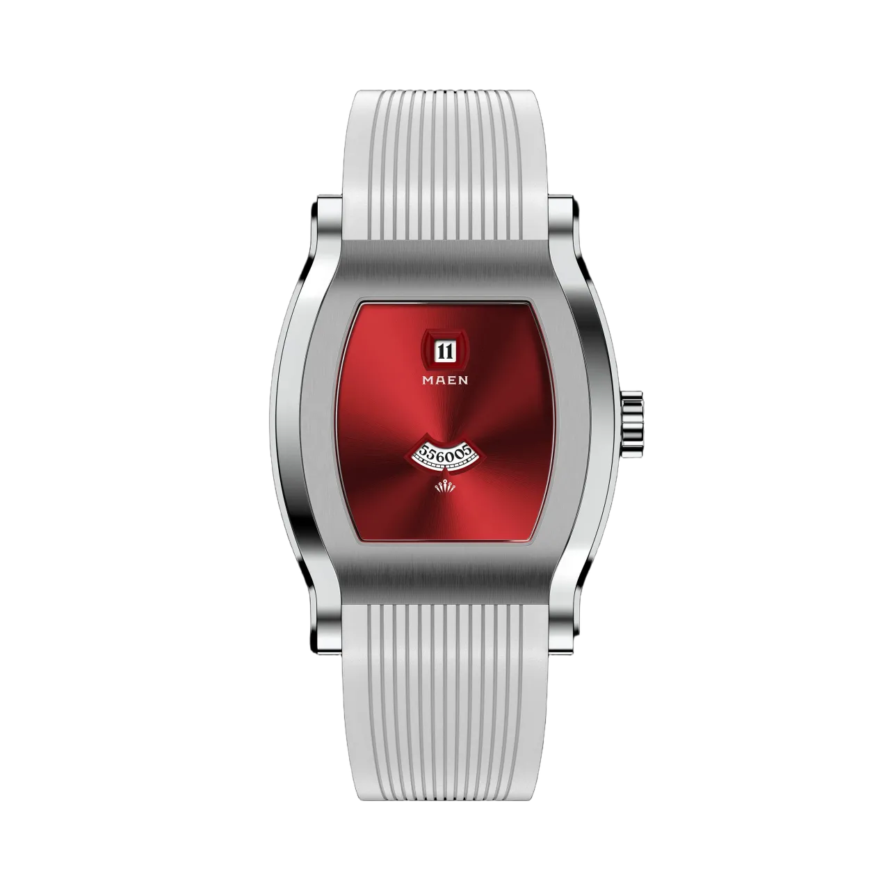 Maen Grand Tonneau Jump Hour Red Sunray MNL03