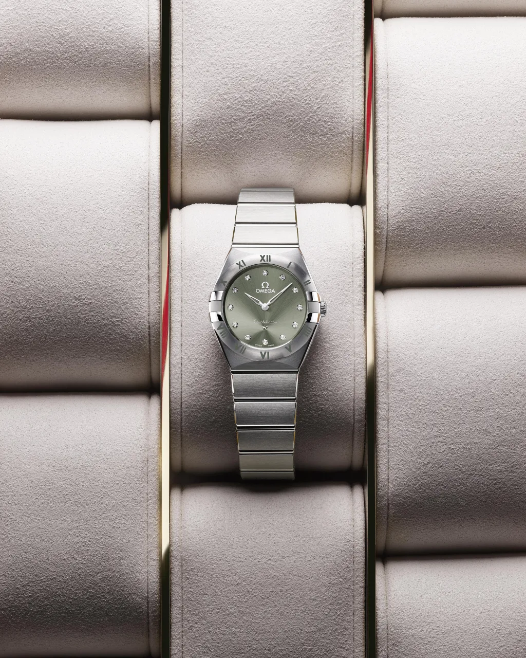 Omega Constellation 28 mm Steel On Steel Green 13110286060001 detay görseli 3