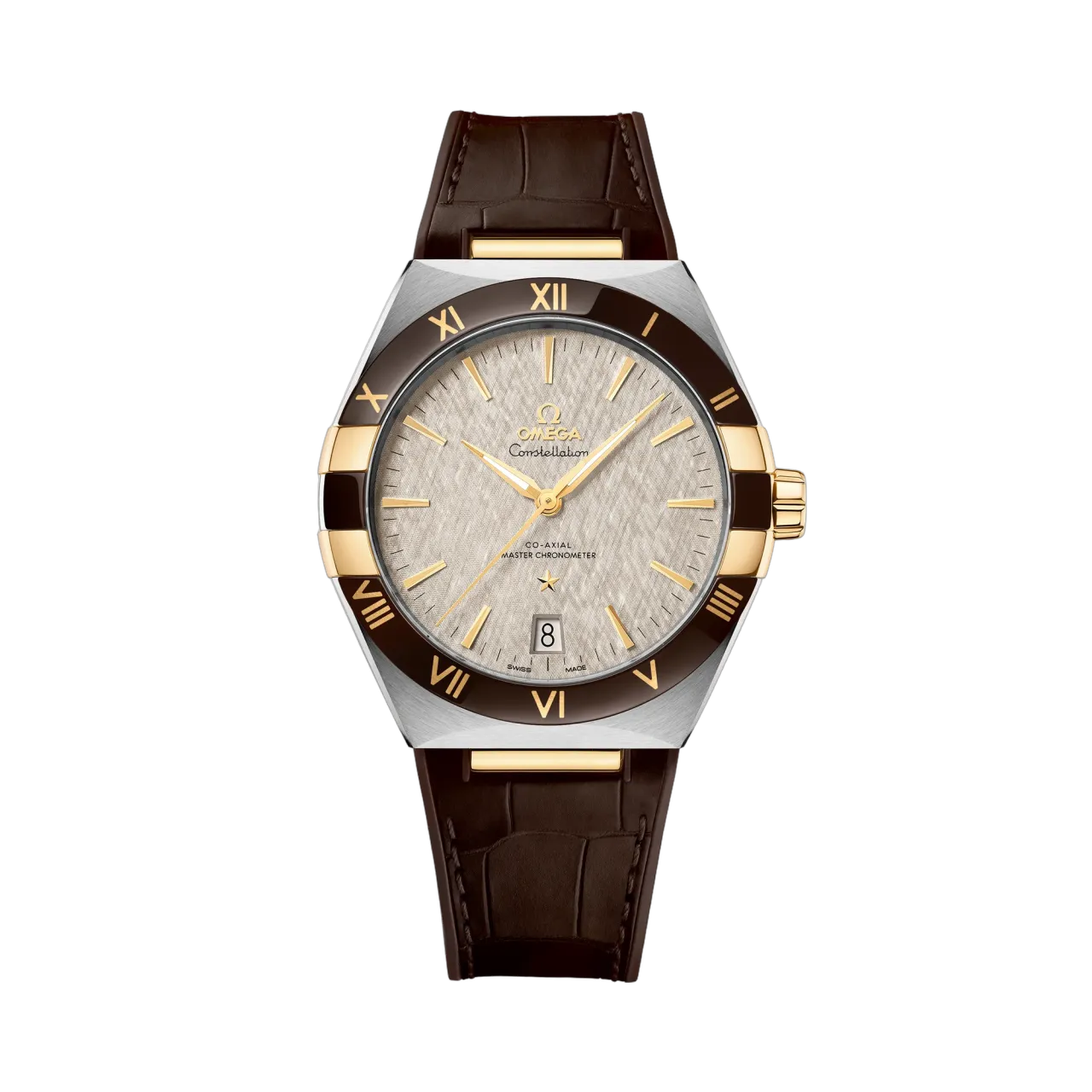 Omega Constellation 41 mm Steel - Yellow Gold On Leather Strap 13123412106002
