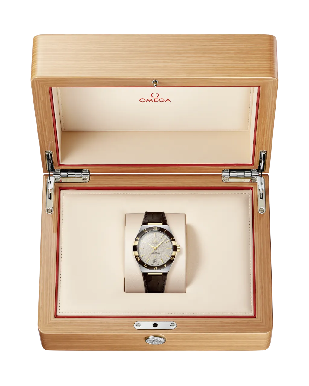 Omega Constellation 41 mm Steel - Yellow Gold On Leather Strap 13123412106002 detay görseli 3