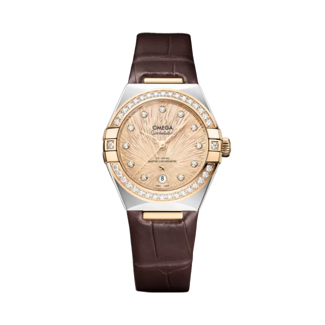 Beğenmek için çift tıkla Omega Constellation 29 mm Moonshine™ Gold on Alligator 13128292058001 Görsel 1