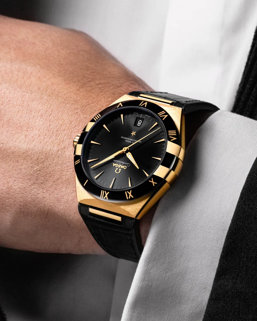 Omega Constellation Yellow Gold On Leather Strap 13163412101001 detay görseli 3
