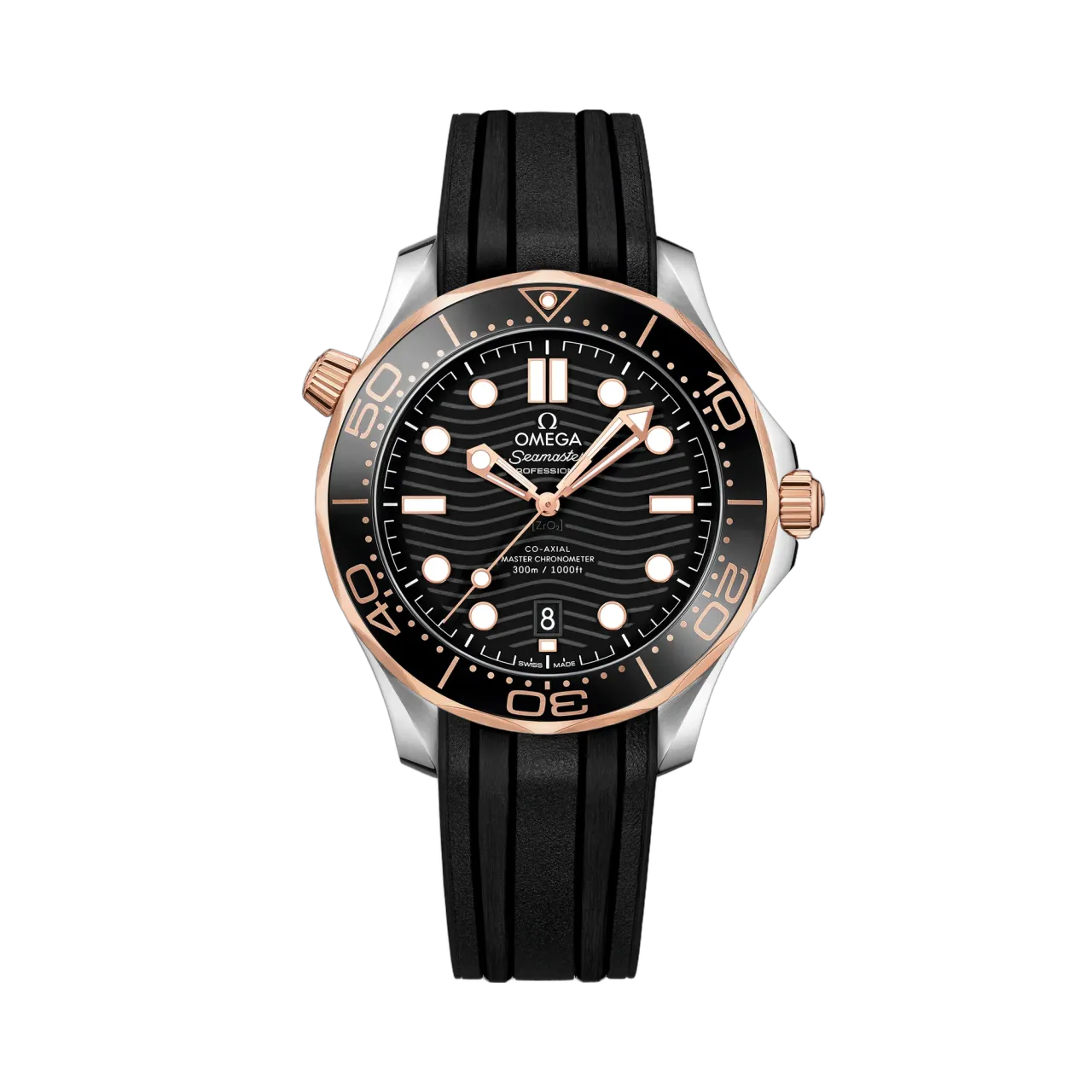 Omega Seamaster Diver 300M Sedna Gold Rubber Strap 21022422001002