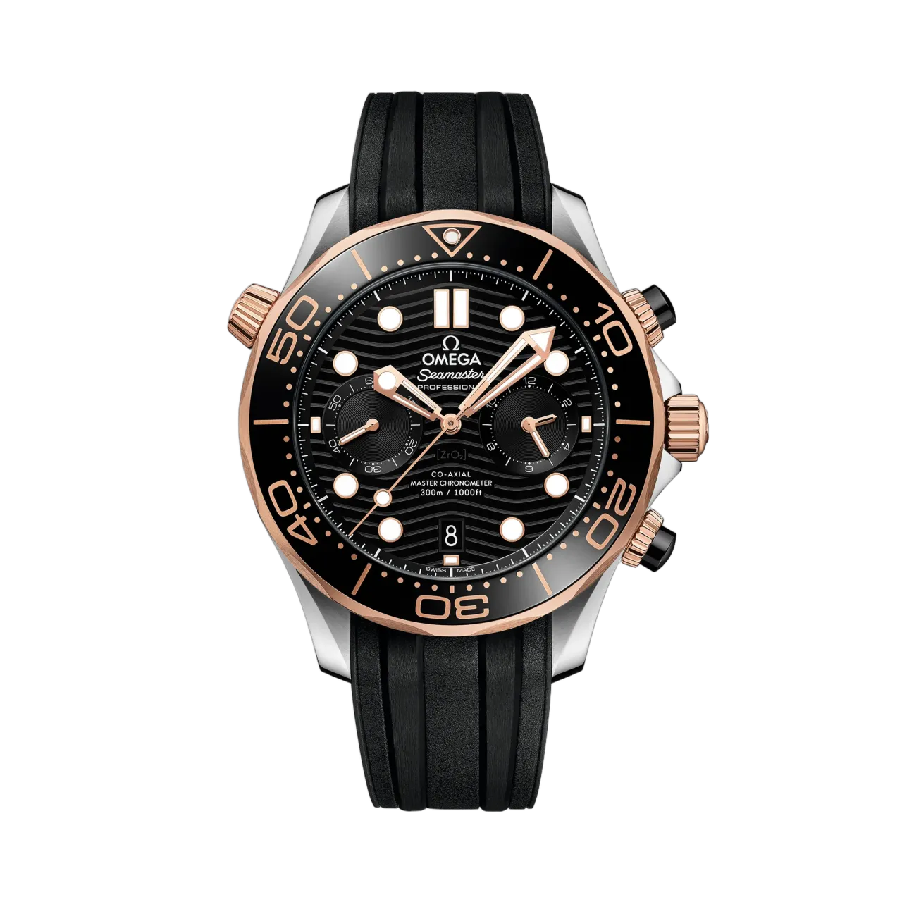 Omega Seamaster Diver 300M Sedna Gold Rubber Strap 21022445101001