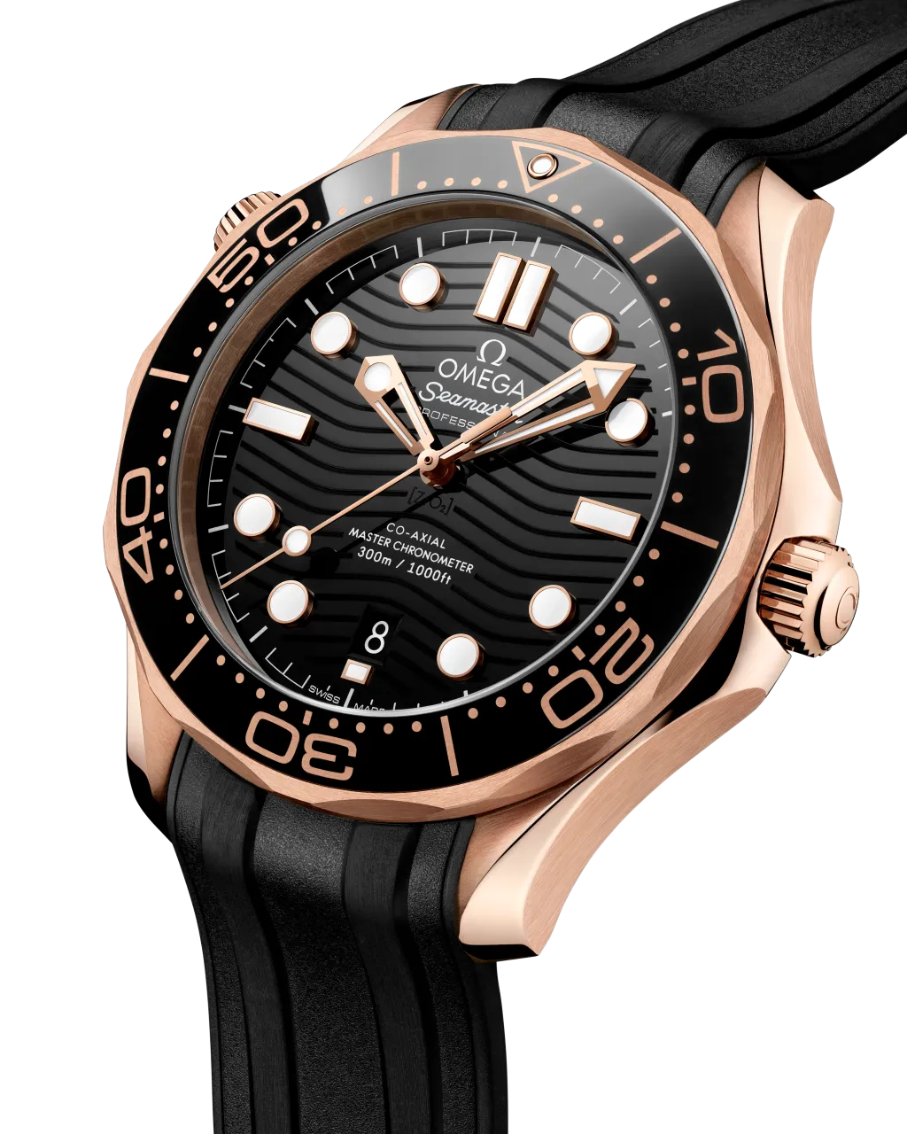 Omega Seamaster Diver 300M Sedna™ Gold Rubber Strap 21062422001002 detay görseli 2