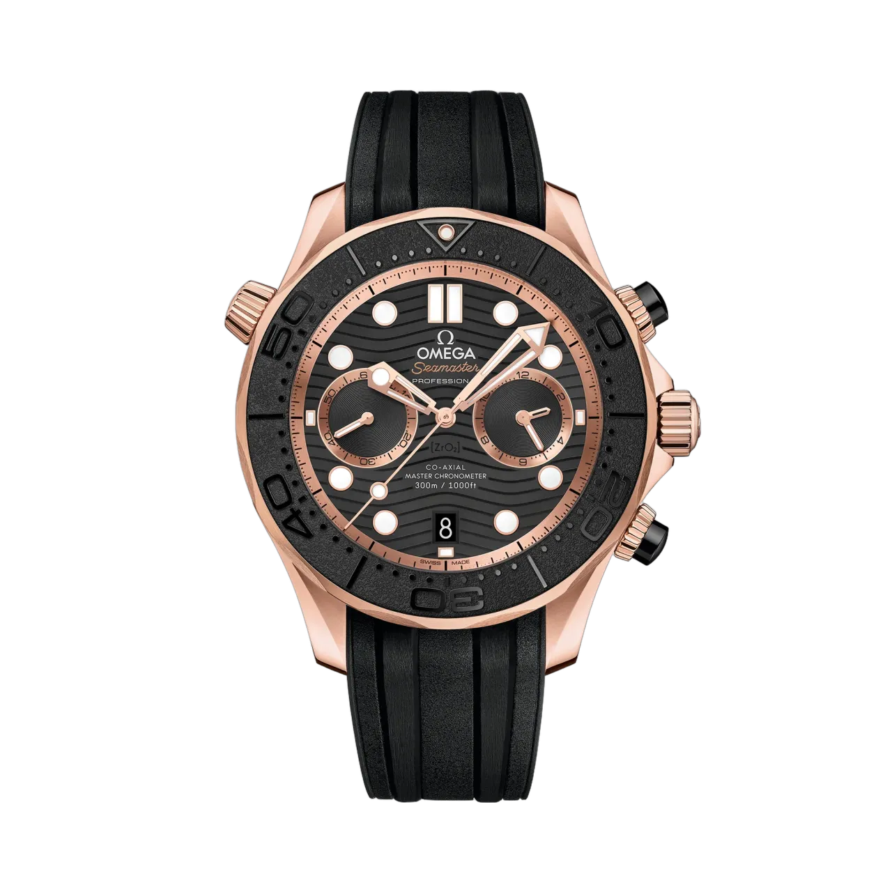 Omega Seamaster Diver 300M Sedna™ Gold Rubber Strap 21062445101001