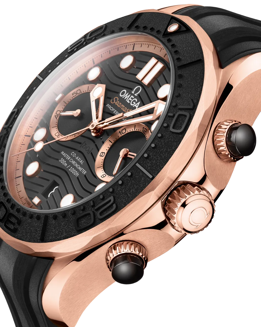 Omega Seamaster Diver 300M Sedna™ Gold Rubber Strap 21062445101001 detay görseli 2
