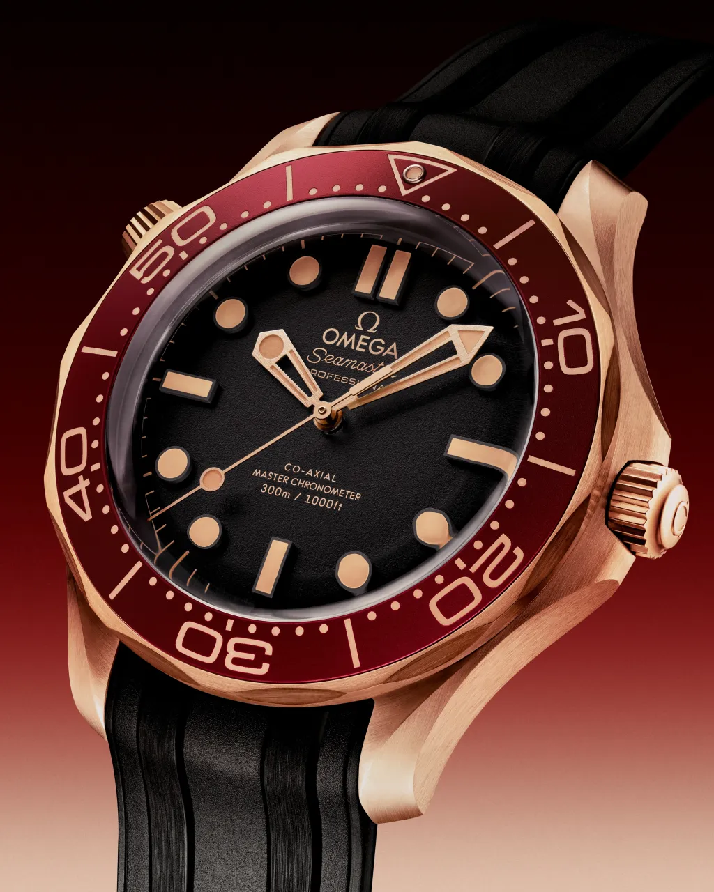 Omega Seamaster Diver 300M Bronze Gold on Rubber Strap 21092422001003 detay görseli 2