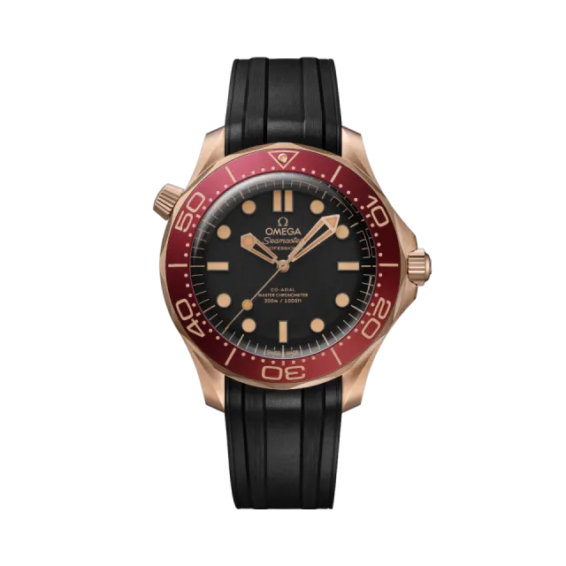 Beğenmek için çift tıkla Omega Seamaster Diver 300M Bronze Gold on Rubber Strap 21092422001003 Görsel 1