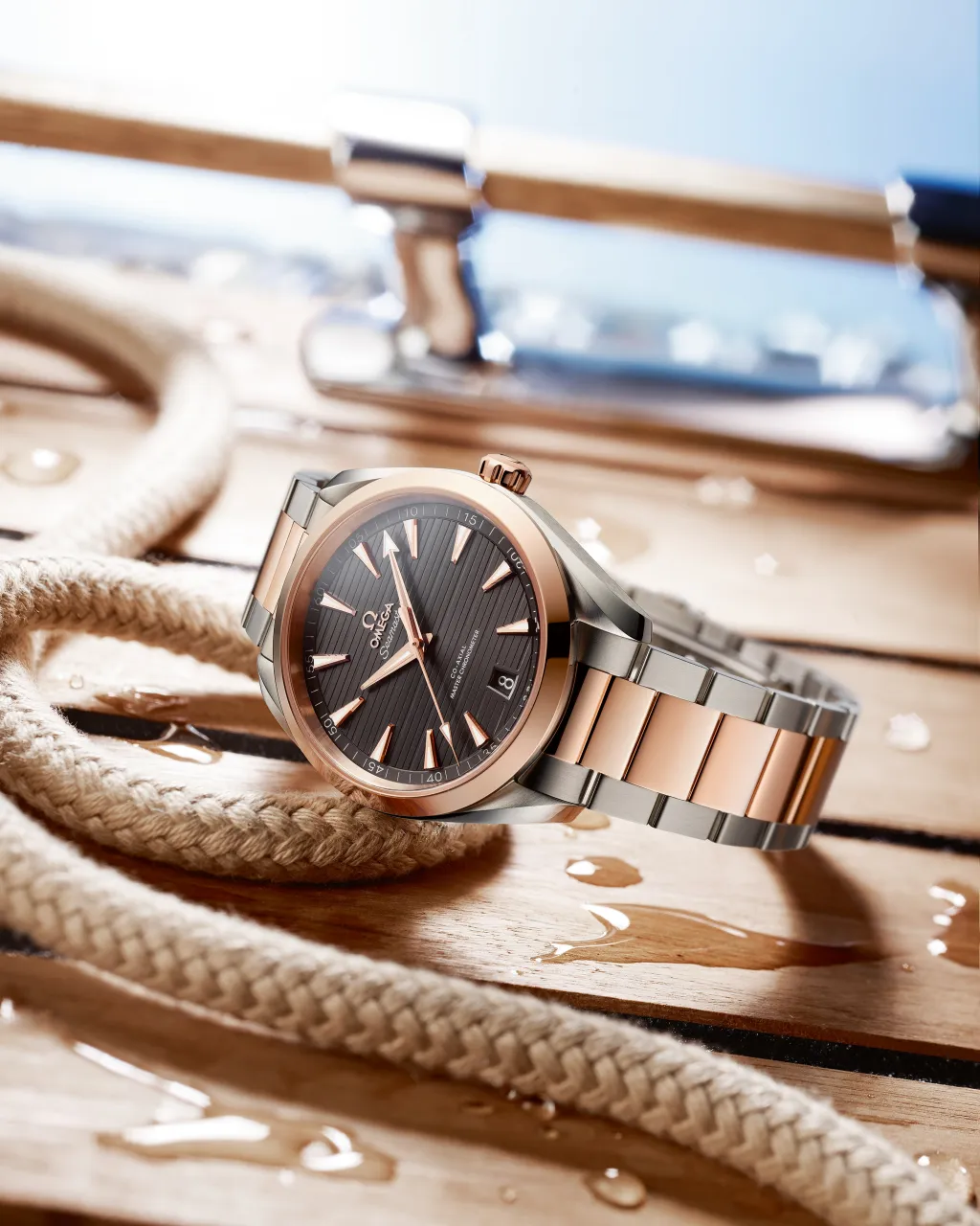 Omega Seamaster Aqua Terra 150M Sedna Gold on Steel 22020412106001 detay görseli 1