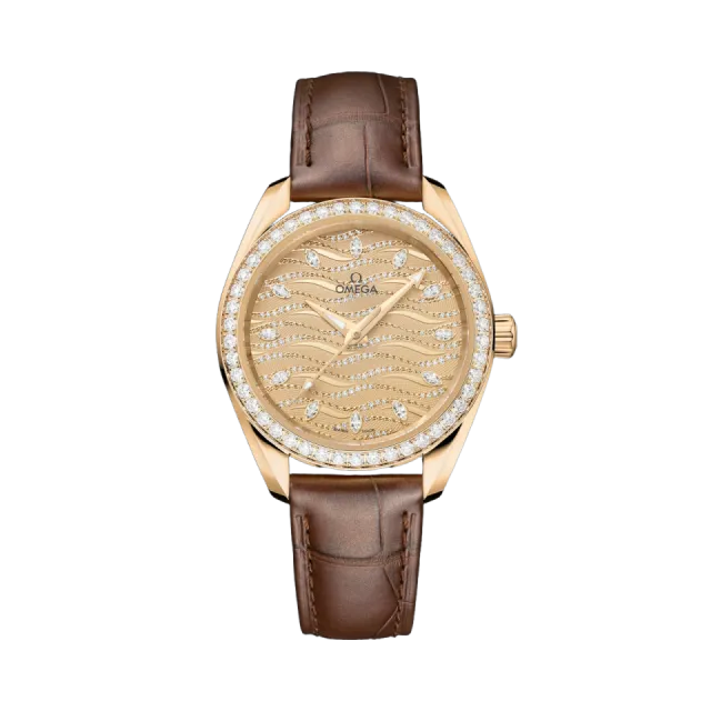 Omega Seamaster Aqua Terra 150M Moonshine Gold on Alligator 22058342099008 Görsel 1