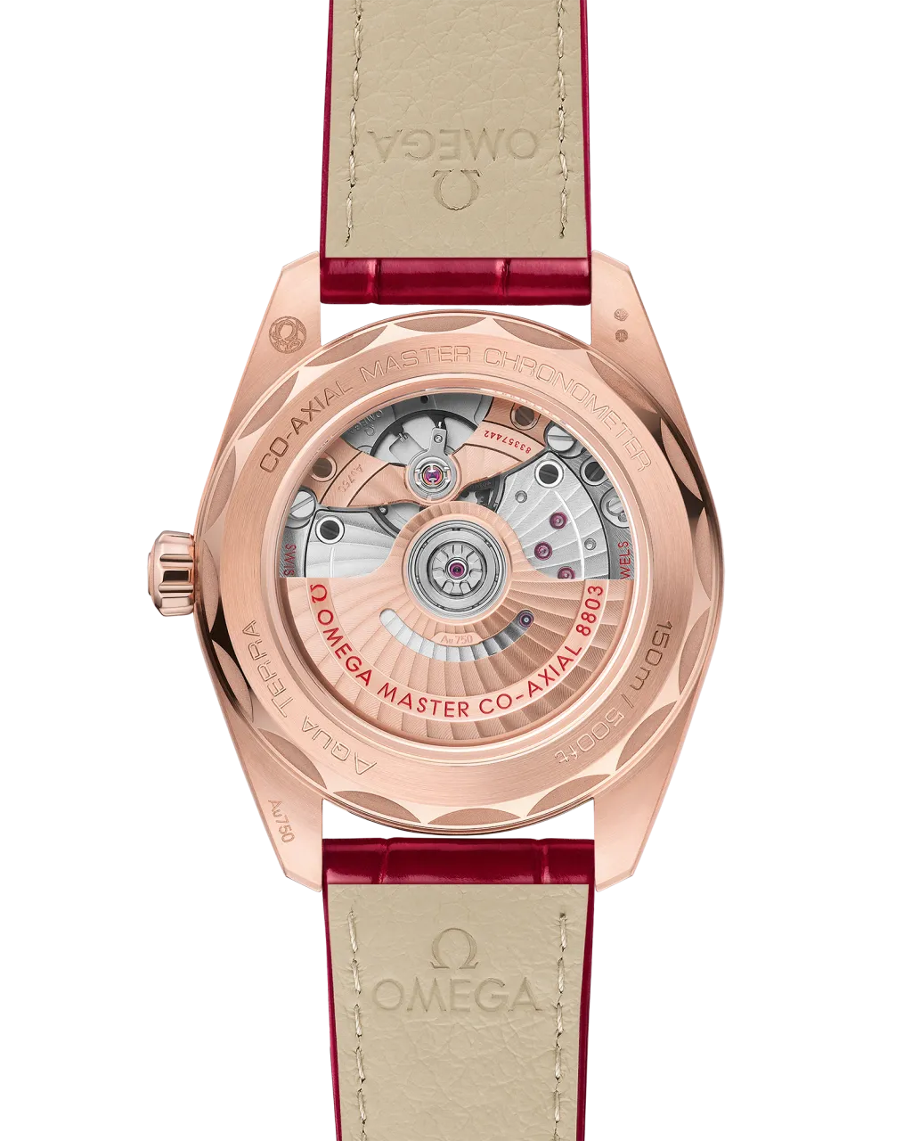 Omega Seamaster Aqua Terra 150M Sedna Gold on Leather Strap 22058382055002 detay görseli 1
