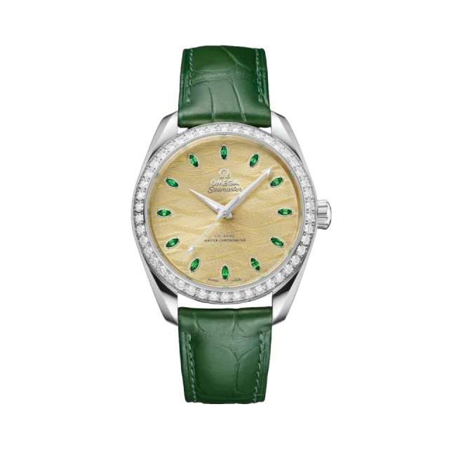 Beğenmek için çift tıkla Omega Seamaster Aqua Terra 150M Canopus Gold™ on Alligator 22058382099008 Görsel 1