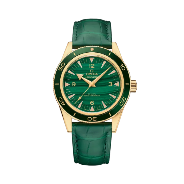 Beğenmek için çift tıkla Omega Seamaster 300 Yellow Gold On Leather Strap 23463412199001 Görsel 1