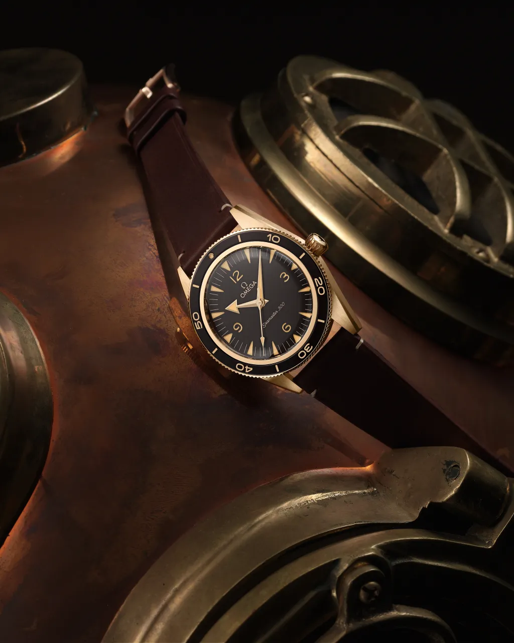 Omega Seamaster 300 Bronze Gold Leather Strap 23492412110001 detay görseli 3