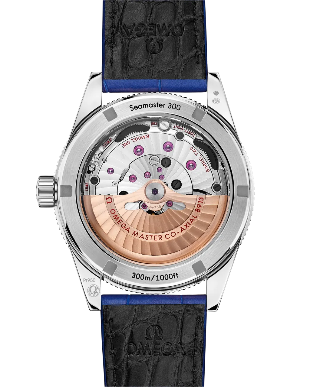 Omega Seamaster 300 Platinum On Leather Strap 23493412199002 detay görseli 1