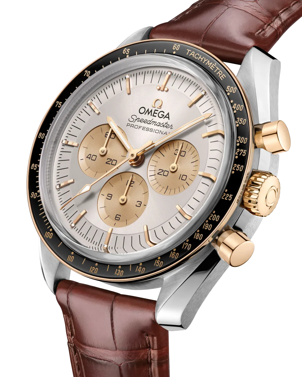 Omega Speedmaster Moonwatch Professional Moonshine Gold on Alligator 31023425002001 detay görseli 2