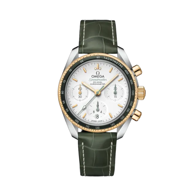Omega Speedmaster 38 mm Steel - Yellow Gold on Leather Strap 32423385002001 Görsel 1