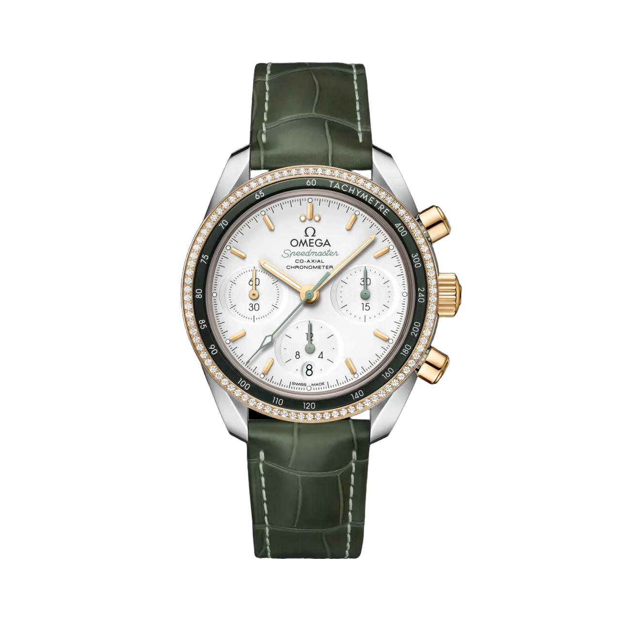 Omega Speedmaster 38 mm Steel - Yellow Gold on Leather Strap 32428385002001