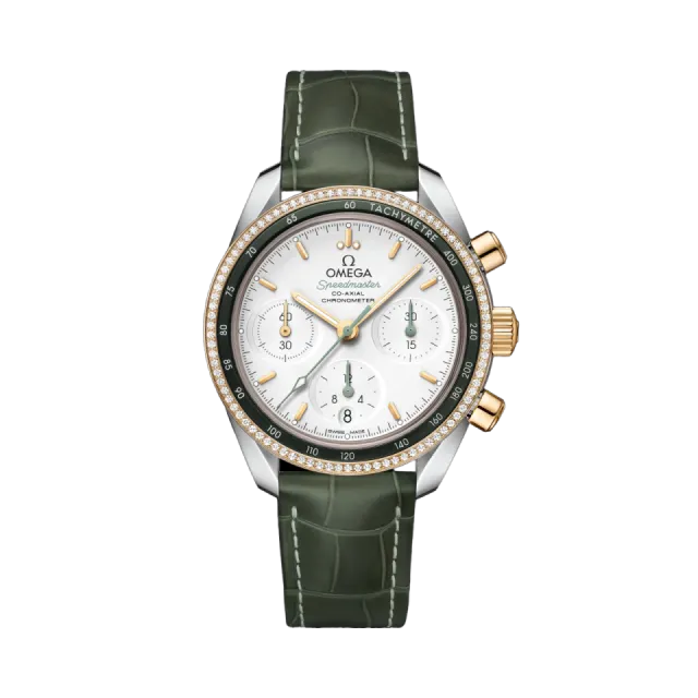 Beğenmek için çift tıkla Omega Speedmaster 38 mm Steel - Yellow Gold on Leather Strap 32428385002001 Görsel 1