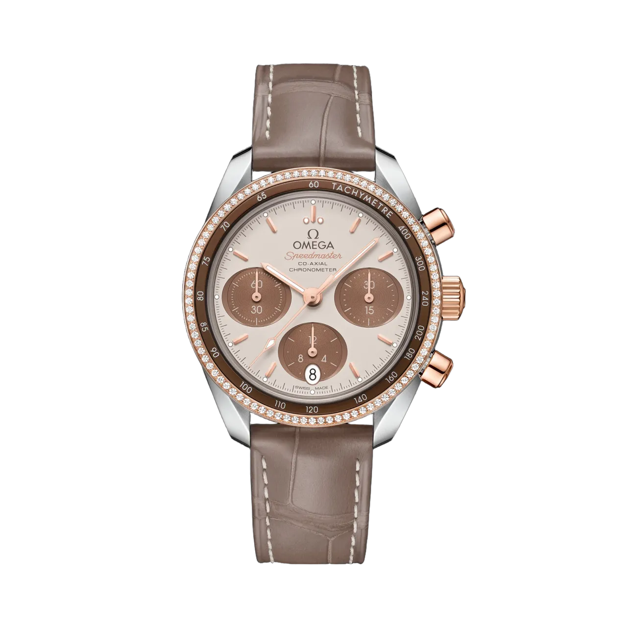 Omega Speedmaster 38 mm Sedna Gold Leather Strap 32428385002002
