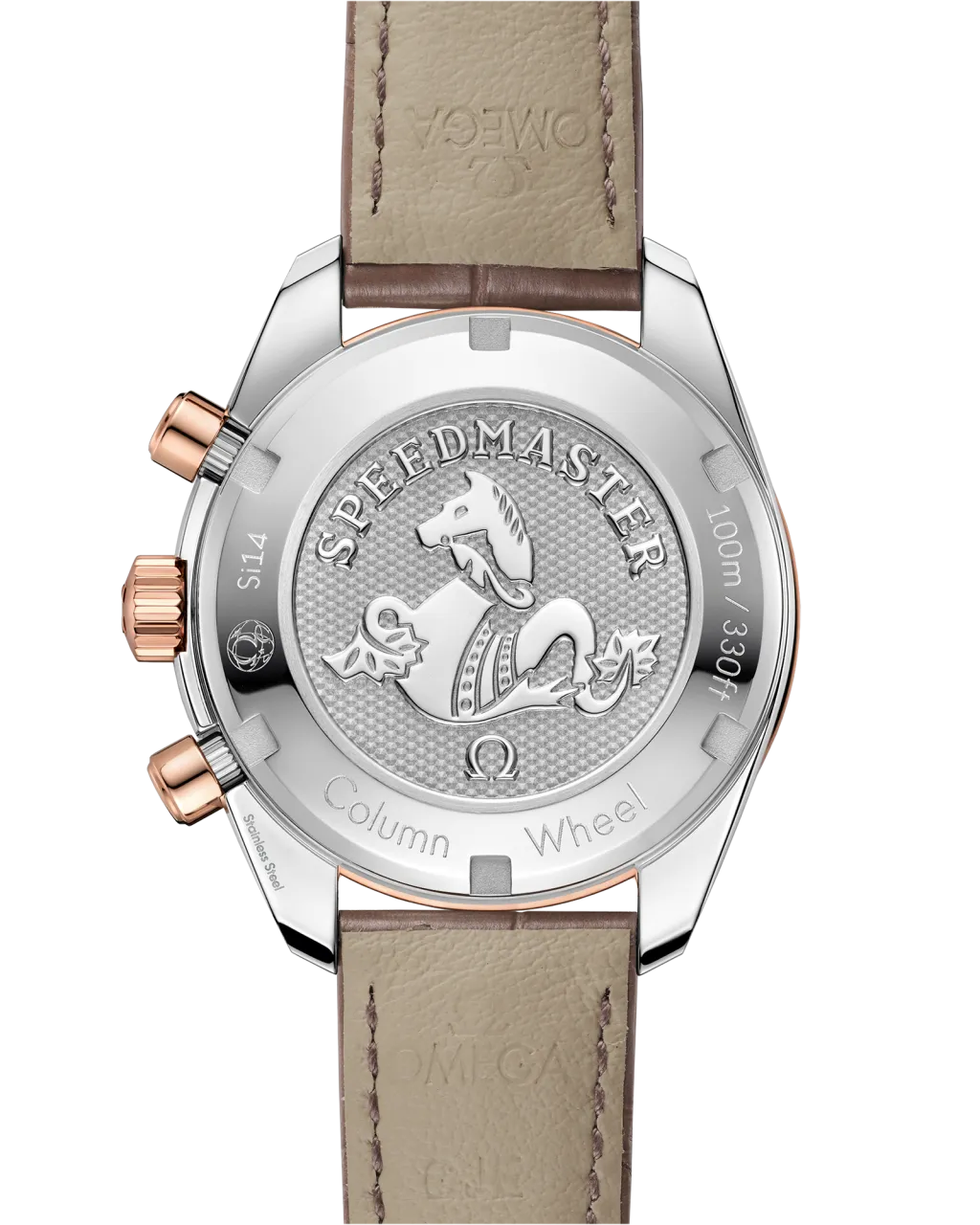 Omega Speedmaster 38 mm Sedna Gold Leather Strap 32428385002002 detay görseli 1